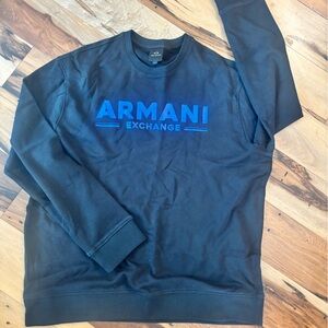 Armani Exchange Black Tee with Blue Logo